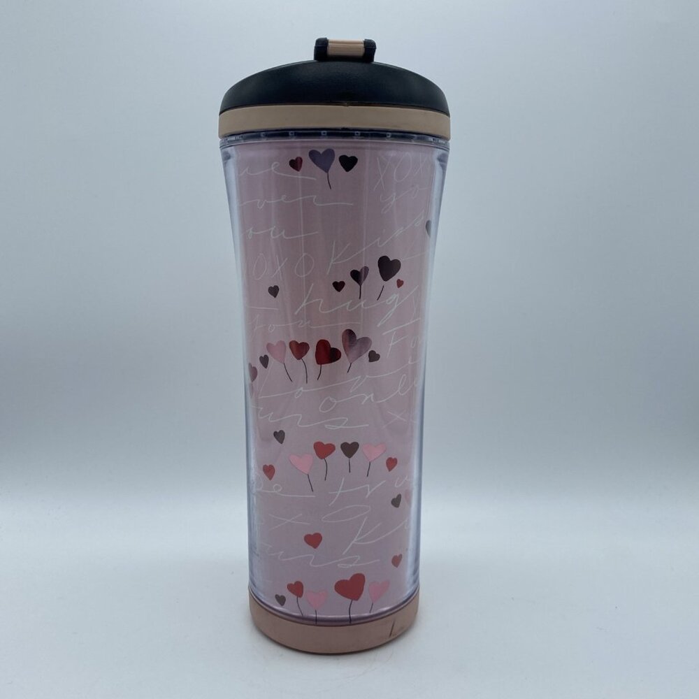 Valentines Day 2009 Pink Red Hearts Starbucks 16oz Travel Coffee Tumbler - Picture 1 of 16